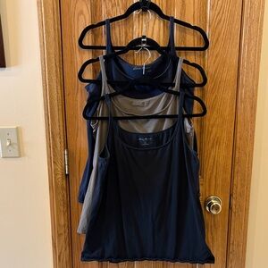 3 Eddie Bauer Tank Tops: Navy, Khaki Brown, Black